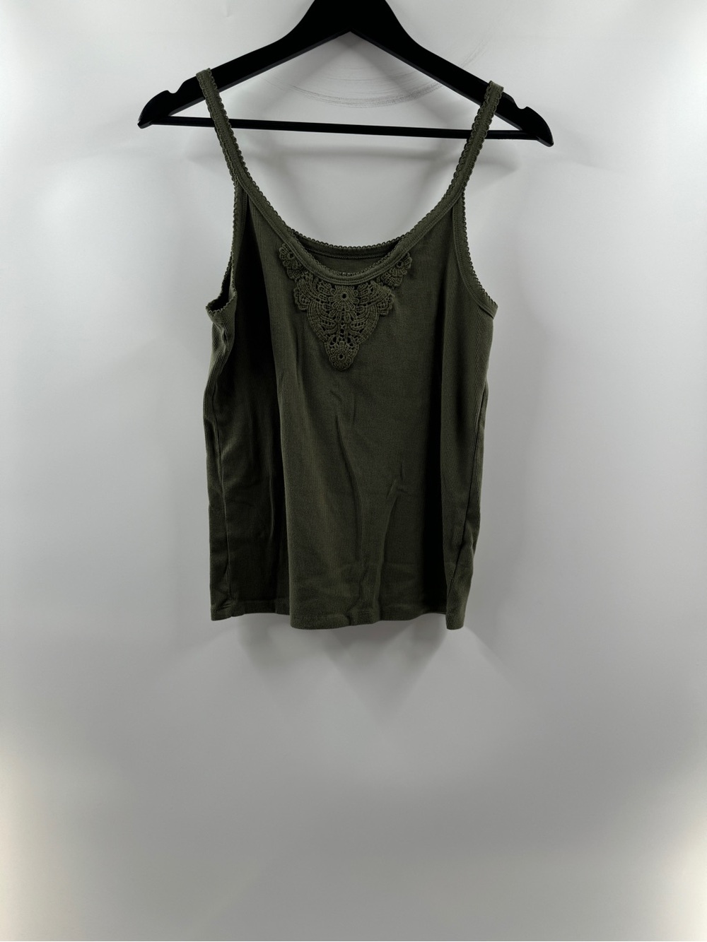 Old Navy Olive Green Ribbed Crochet Detail Tank Top Women’s Large